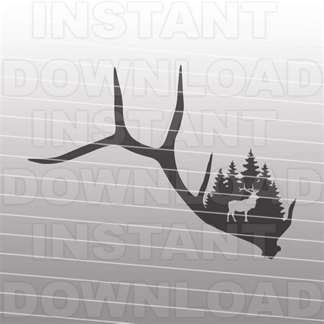 Bull Elk Antlers Forest Scene Svg Fileelk Scene Svg Vector Etsy