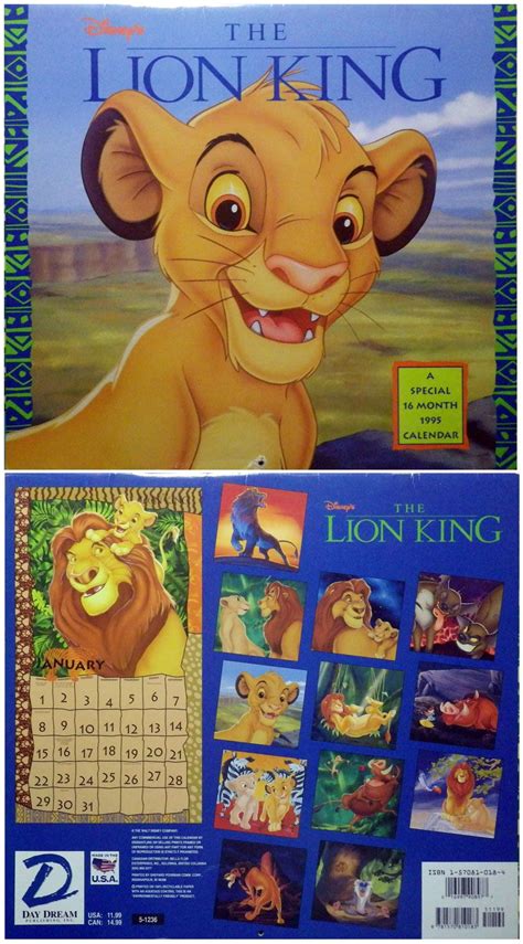 Calendario The Lion King 1995 Lion King Disney Characters Disney
