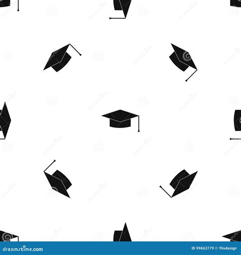 Graduation Cap Pattern Seamless Black Stock Vector Illustration Of