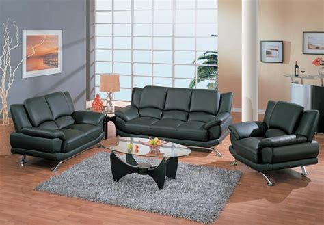 9908 Contemporary Black Leather Sofa Set