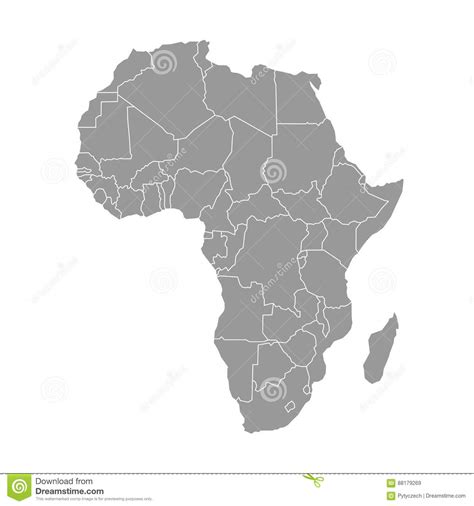 Develop a mental map of africa, its countries, capitals, and geography with these amazing games! Mapa Cinzento Liso Simples Do Continente De África Com Beiras Nacionais No Fundo Branco ...