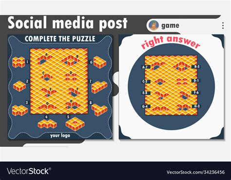 Game Social Media Post Puzzle Royalty Free Vector Image