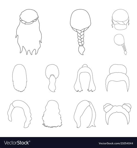 Female Hairstyle Outline Icons In Set Collection Vector Image