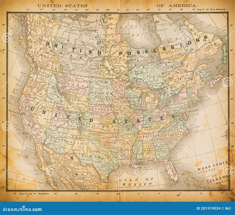 19th Century Map Of United States Of America Stock Photo Image Of