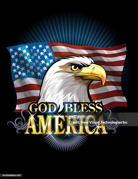 Bald Eagle With God Bless America Phrase High Res Vector Graphic
