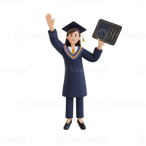 Young Girl Wearing Graduation Gown Standing While Holding Graduation