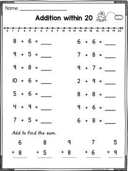 number  addition  subtraction worksheets number  activities