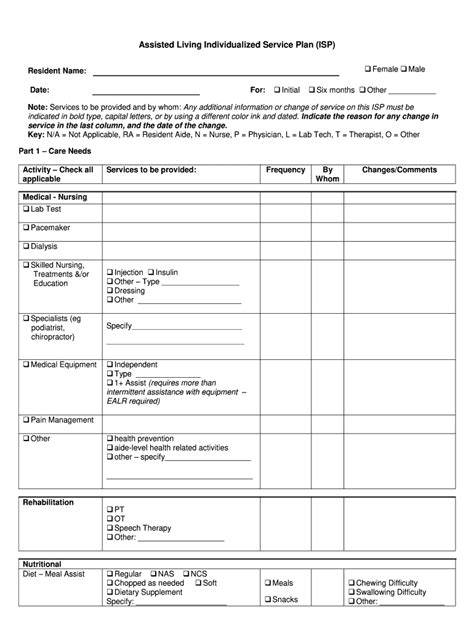 Assisted Living Care Plan Template Fill Out And Sign Online Dochub