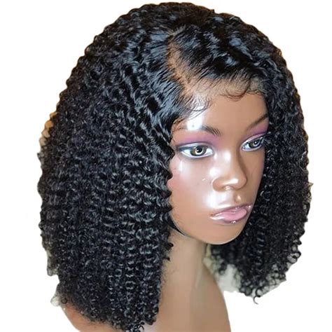 Glueless Lace Front Kinky Curly Human Hair Wigs Pre Plucked For Women