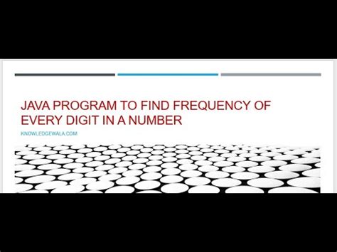 Java Program To Find Frequency Of Every Digit In A Number YouTube