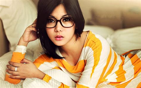 1080p Free Download Asian Brunette Glasses Face Beauty Hd Wallpaper