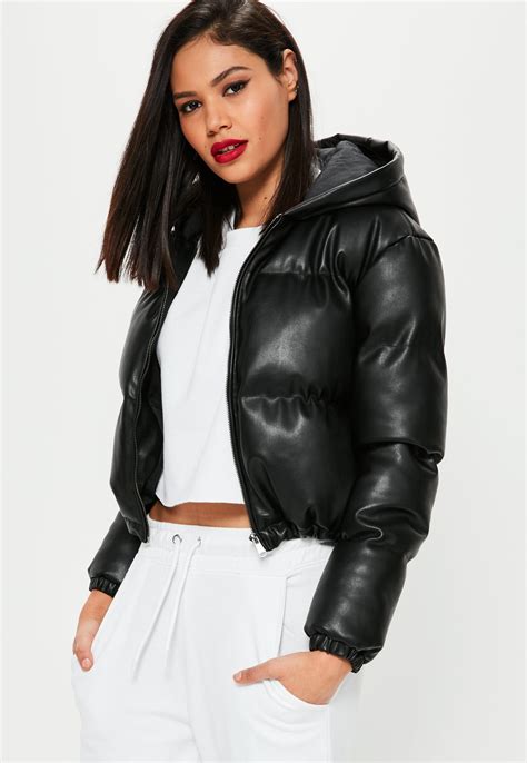 Sale Missguided Leather Puffer Jacket In Stock