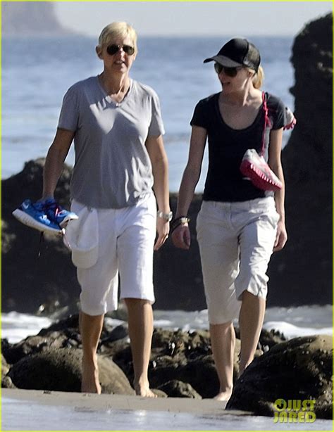 Ellen Degeneres Portia De Rossi Walk On The Beach Photo