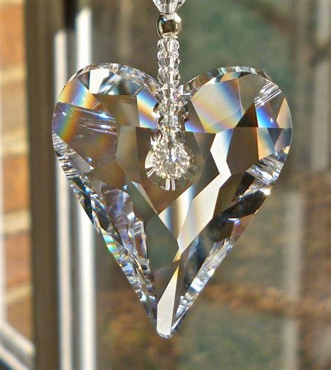 Swarovski Crystal Heart Suncatcher Prism Topped With Medley Etsy