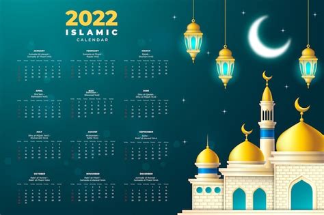 Premium Vector Realistic Islamic Calendar Template