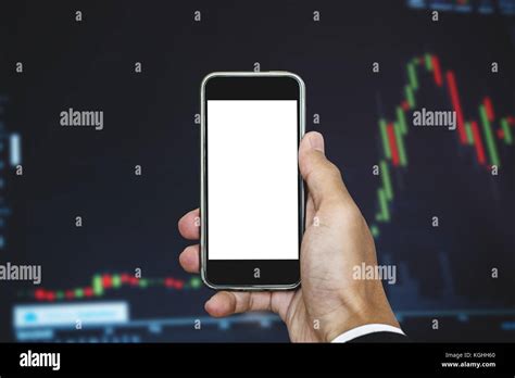 Hand Holding Mobile Smart Phone Blank White Vertical Screen Stock
