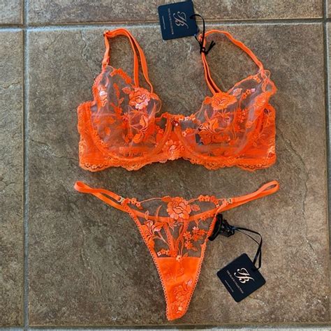 Honey Birdette Intimates And Sleepwear Honey Birdette Whitney Orange Lace Floral Sexy Bra