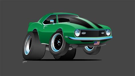 Sixities Classic Muscle Car Cartoon Drawing By Jeff Hobrath Pixels
