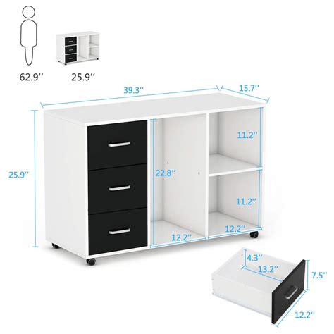 Tribesigns Large Modern Functional Lateral Mobile Filing Cabinets With