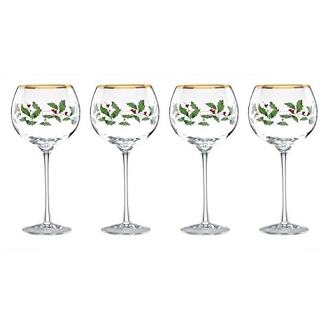 lenox holiday 4 piece wine glass set pricepulse