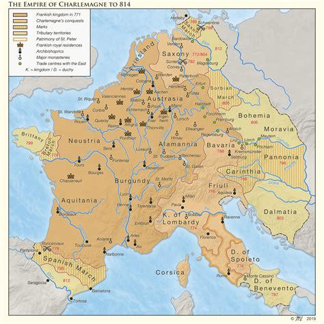 Charlemagne Empire Map Empire De Charlemagne Antique Print Map Room