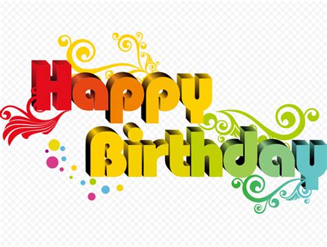 Hd 3d Floral Happy Birthday Words Text Png Citypng