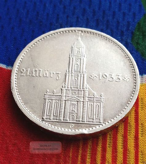 Ww2 German 5 Mark Silver Coin 1934 E Third Reich Church Reichsmark Culled