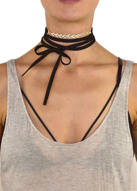 Jewel Cult Nicole Crystal V Wrap Choker 36 00 Tie Wrap Fashion Deals Vegan Suede Long