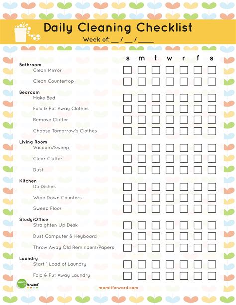 Simple Daily Cleaning Routine Free Printable Checklist Clean House Images