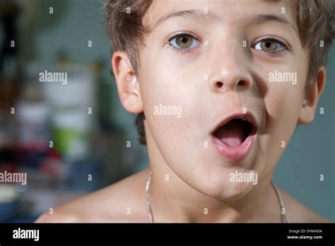 Boy Make Faces Amazing Emotion Stock Photo Alamy