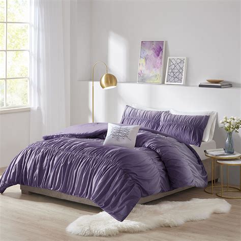 Intelligent Design Twintwin Xl Ombre And Ruched Comforter Set In Purple