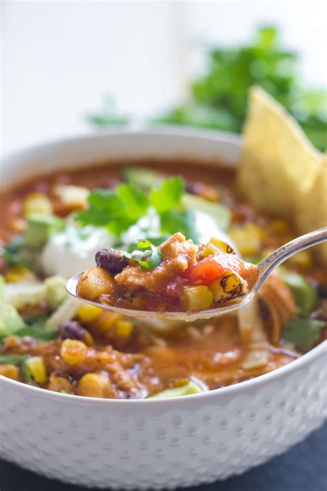 Click here to save recipe to pinterest Crockpot Chicken Tortilla Soup - Lovely Little Kitchen