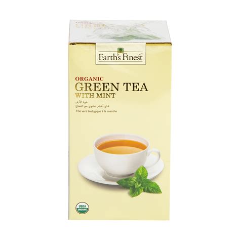 Earths Finest Organic Green Tea With Mint 25 Teabags Online At Best