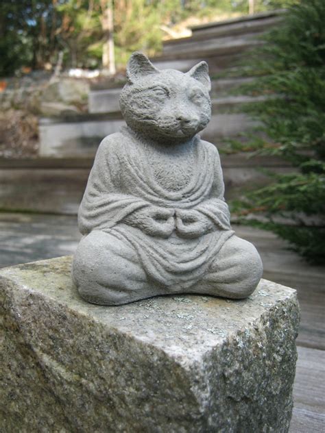 Buddha Cat Meditating Cat Statue Concrete Cats Zen Home And Etsy