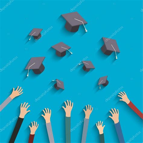 Concept Of Education Graduates Throwing Hats — Stock Vector