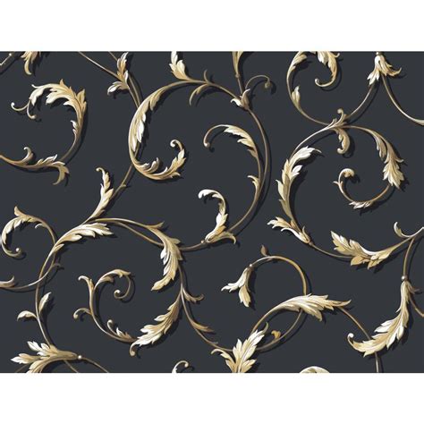 York Wallcoverings Black And White Book Gold And Black Paper Textured