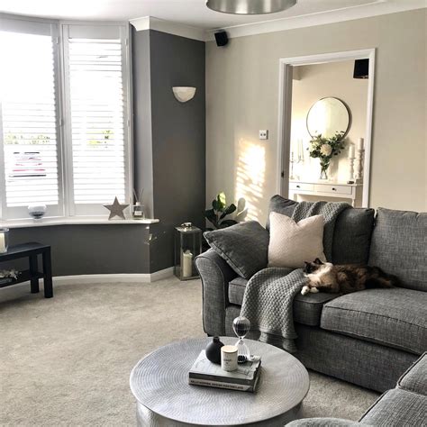 My Newly Redecorated Living Room With A Dark Grey Farrow And Ball Feature Wall Ball Dark
