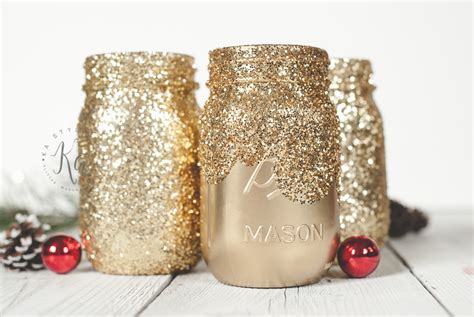 Gold Glitter Mason Jar Ohclary