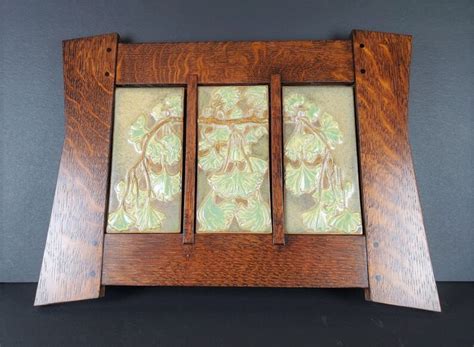 Mission Craftsman Style Arts Crafts Ginko Tile And Frame Etsy