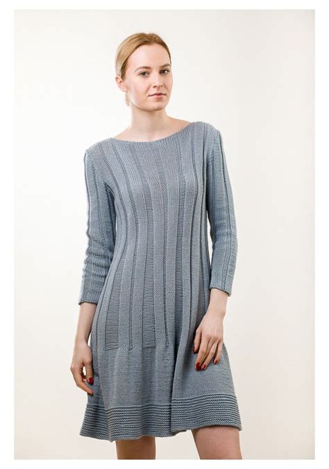 Knitted Above The Knee Long Sleeves Dress Cable Knit Dress Hand