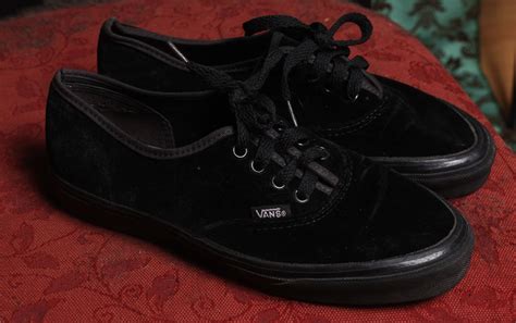 Vintage Velvet Vans All Black Rare Sneakers Shoes 80s And 90s