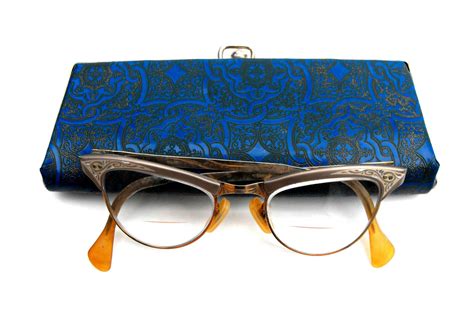 1960s Gold 12k Cat Eye Eyeglasses Vintage American Op Gem