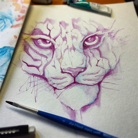 Watercolour Illustration Tiger On Behance