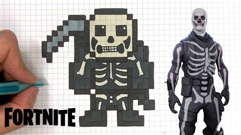 How To Draw Skull Trooper Pixel Art Skin Fortnite Youtube