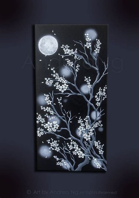 Onpoint Tattoos Black Canvas Paintings Moon Painting Flower Art