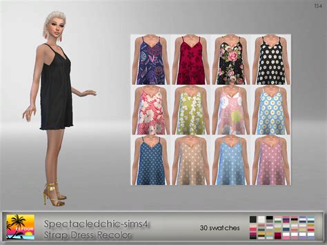 Spectacledchic Sims4 Strap Dress Recolor Elfdor
