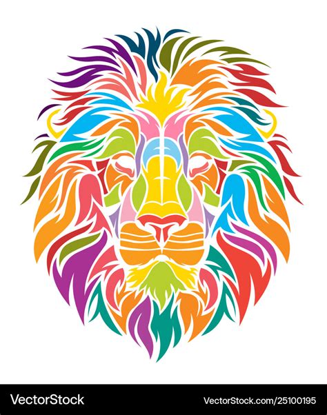 Colorful Lion Head Royalty Free Vector Image Vectorstock