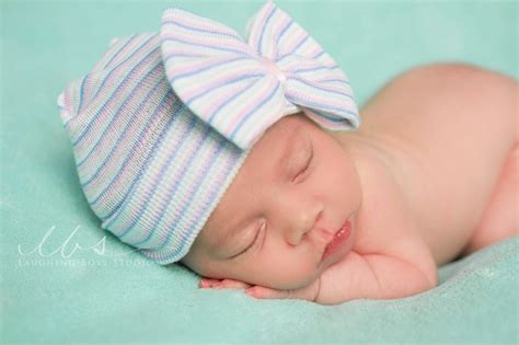 Newborn Hospital Hat Bow Baby Girl Hospital Hat Beanie With Etsy