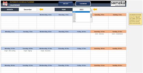 Automatic Schedule Planner In Excel Editable Calendar Maker Calendar