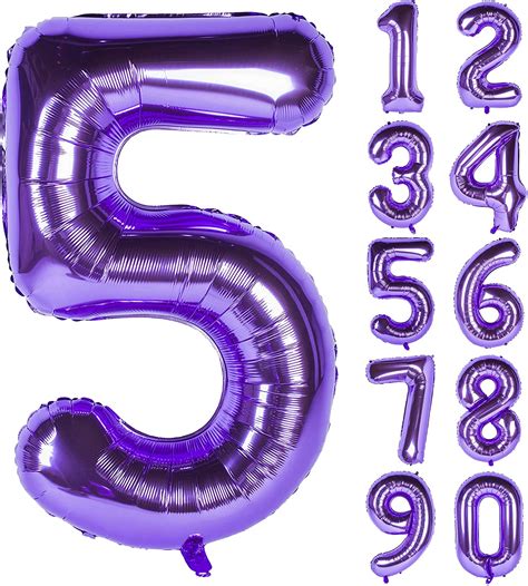 40 Inch Purple Numbers Birthday Party Decorations Helium Foil Mylar
